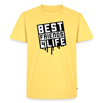 Beste Freunde Fürs Leben - Männer Premium Bio T-Shirt - Pastellgelb - Vorne - AI Model Male 185 dark (185cm)
