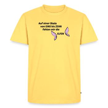 Elves - Men's Premium Organic T-Shirt - sky yellow - Front - AI Model Male 185 dark (185cm)