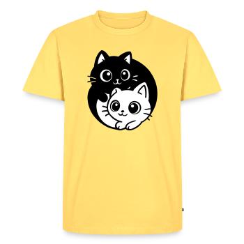 Ying Yang Kawaii Cats Icon - Men's Premium Organic T-Shirt - sky yellow - Front - AI Model Male 185 dark (185cm)