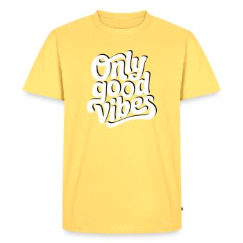 Conception de lettrage à la main Positive Vibes - T-shirt Premium bio Homme - jaune pastel - Devant - AI Model Male 185 dark (185cm)