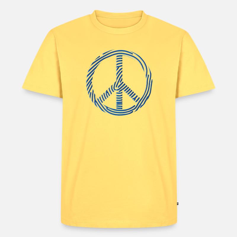 Peace-Zeichen - Männer Premium Bio T-Shirt - Pastellgelb