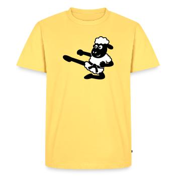 Karaté Mouton - T-shirt Premium bio Homme - jaune pastel - Devant - AI Model Male 185 dark (185cm)