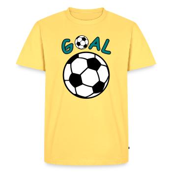 Football with Goal lettering - Men's Premium Organic T-Shirt - sky yellow - Front - AI Model Male 185 dark (185cm)