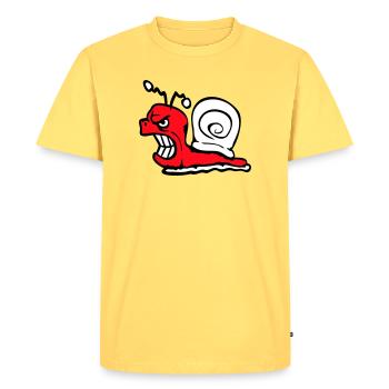 Escargot Mal En colère Attaque Groyage des dents Aigre - T-shirt Premium bio Homme - jaune pastel - Devant - AI Model Male 185 dark (185cm)