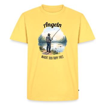 Angeln macht den Kopf frei Ruhe Motiv - T-shirt Premium bio Homme - jaune pastel - Devant - AI Model Male 185 dark (185cm)