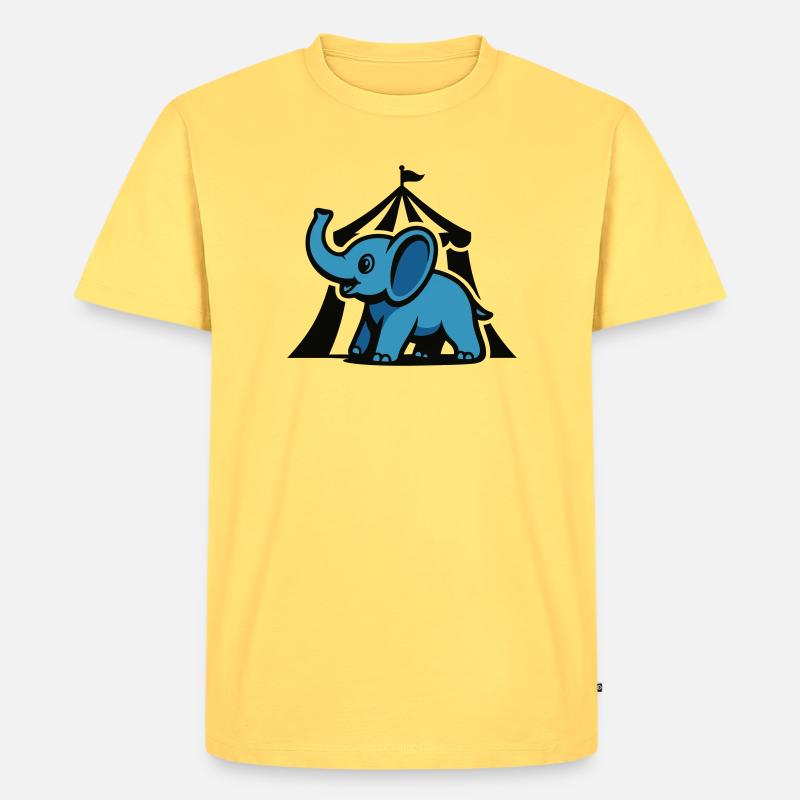 Blauer Circuselefant - Männer Premium Bio T-Shirt - Pastellgelb