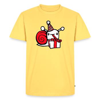 Snail Birthday Party Gifts Hat Cute - Men's Premium Organic T-Shirt - sky yellow - Front - AI Model Male 185 dark (185cm)