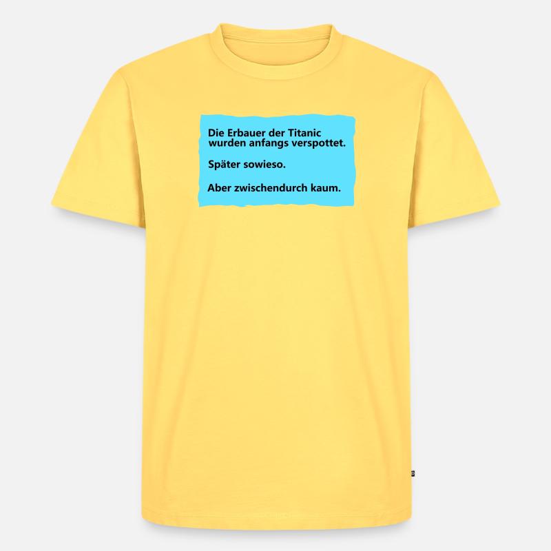 Titanic - Männer Premium Bio T-Shirt - Pastellgelb