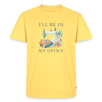I'll Be In My Office Sewing Machine Design - Men's Premium Organic T-Shirt - sky yellow - Front - AI Model Male 185 dark (185cm)