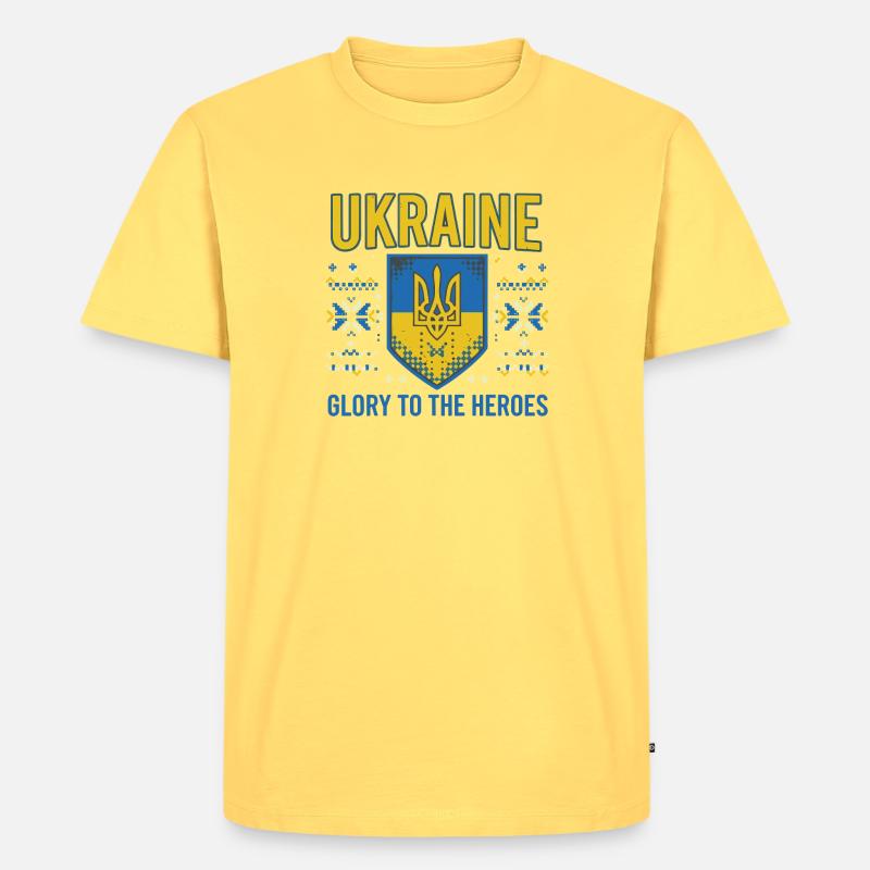 Ukraine Crest Glory Tee - Men's Premium Organic T-Shirt - sky yellow