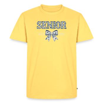 Senior Est 2025 Floral Bow Graduating Class - Men's Premium Organic T-Shirt - sky yellow - Front - AI Model Male 185 dark (185cm)