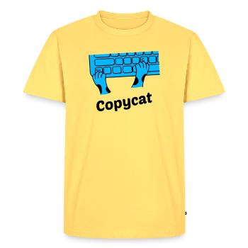 Copycat - Men's Premium Organic T-Shirt - sky yellow - Front - AI Model Male 185 dark (185cm)
