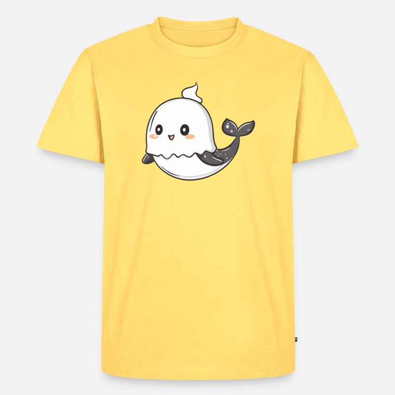 Wal Halloween Geist - Männer Premium Bio T-Shirt - Pastellgelb