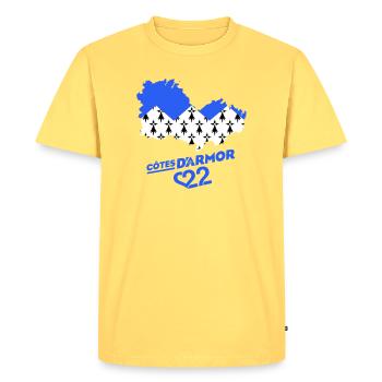 Cotes d'Armor 22  - T-shirt Premium bio Homme - jaune pastel - Devant - AI Model Male 185 dark (185cm)