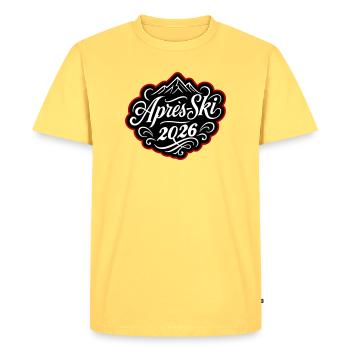 Après-ski 2026 Après-ski - T-shirt Premium bio Homme - jaune pastel - Devant - AI Model Male 185 dark (185cm)
