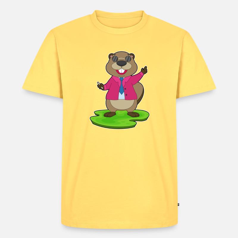 Biber Lehrer Kreide Schule - Männer Premium Bio T-Shirt - Pastellgelb