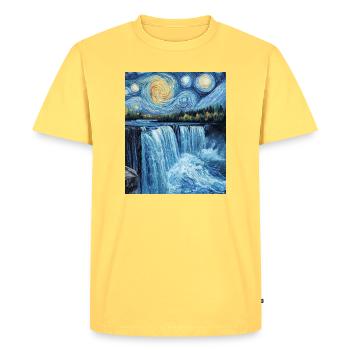 Niagara Falls Van Gogh Style Starry Night - Men's Premium Organic T-Shirt - sky yellow - Front - AI Model Male 185 dark (185cm)