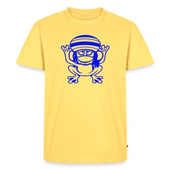 grenouille Reggae musique Rasta cheveux chapeau Jamaïque Fun - T-shirt Premium bio Homme - jaune pastel - Devant - AI Model Male 185 dark (185cm)