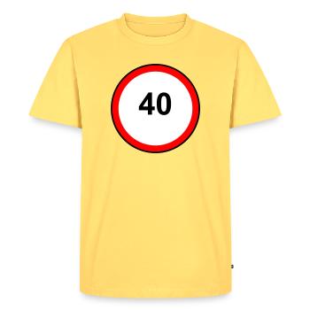Chevalière Circle des années 40 - T-shirt Premium bio Homme - jaune pastel - Devant - AI Model Male 185 dark (185cm)