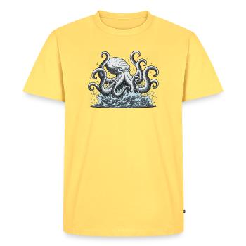 Kraken squid octopus - Men's Premium Organic T-Shirt - sky yellow - Front - AI Model Male 185 dark (185cm)