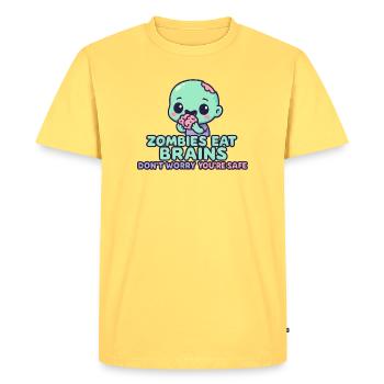 Kawaii Zombie Tastes Brain - Men's Premium Organic T-Shirt - sky yellow - Front - AI Model Male 185 dark (185cm)