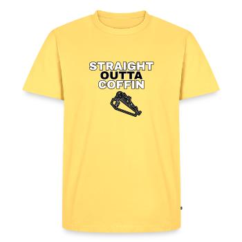 Conception de squelette de cercueil droit - T-shirt Premium bio Homme - jaune pastel - Devant - AI Model Male 185 dark (185cm)