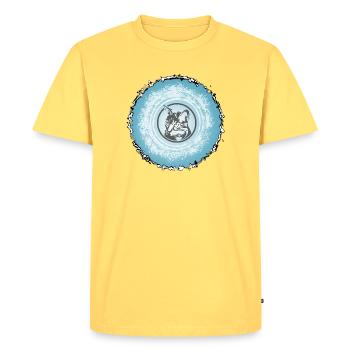 Cat Circle Blue Silhouette - Men's Premium Organic T-Shirt - sky yellow - Front - AI Model Male 185 dark (185cm)