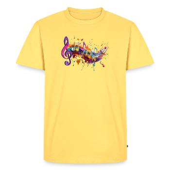 Magie des couleurs Mélodies Motenschlüssel Illustration - T-shirt Premium bio Homme - jaune pastel - Devant - AI Model Male 185 dark (185cm)