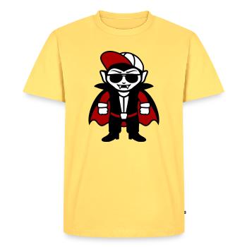 Cool vampire cartoon with sunglasses and cap - Men's Premium Organic T-Shirt - sky yellow - Front - AI Model Male 185 dark (185cm)