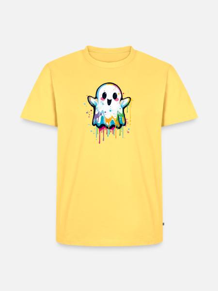 Bunter Graffiti Geist – Süß & Halloween Style - Männer Premium Bio T-Shirt - Pastellgelb