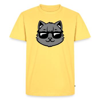 Cat Gray Sunglasses Cool Casual Style Look - Men's Premium Organic T-Shirt - sky yellow - Front - AI Model Male 185 dark (185cm)