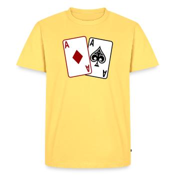 Poker Cards – Texas Hold'em Casino Design - Men's Premium Organic T-Shirt - sky yellow - Front - AI Model Male 185 dark (185cm)