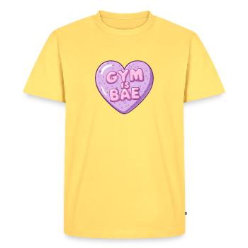Gym Is Bae Bubble Coeur Pastel Dessin animé - T-shirt Premium bio Homme - jaune pastel - Devant - AI Model Male 185 dark (185cm)