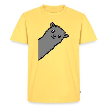 Tête de lama en alpaga gris curieux drôle de look - T-shirt Premium bio Homme - jaune pastel - Devant - AI Model Male 185 dark (185cm)