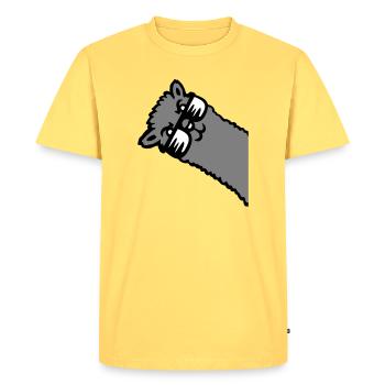 Lama Alpaga Tête Lunettes de Soleil Cool Gris Drôle Mignon - T-shirt Premium bio Homme - jaune pastel - Devant - AI Model Male 185 dark (185cm)