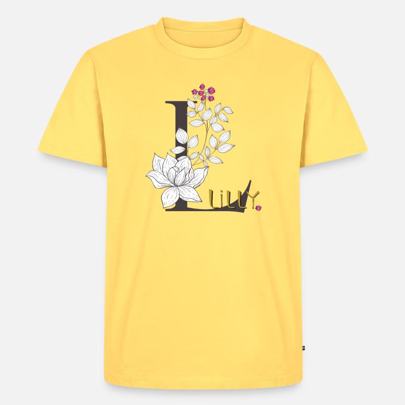 Buchstabe L Lilly - Männer Premium Bio T-Shirt - Pastellgelb