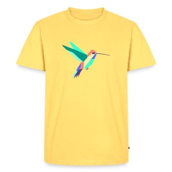 Art géométrique coloré des colibris - T-shirt Premium bio Homme - jaune pastel - Devant - AI Model Male 185 dark (185cm)