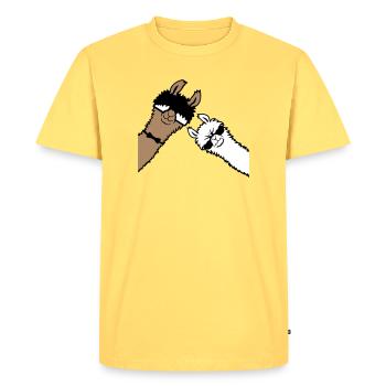 2 Cool Lamas Lunettes de soleil Funny Nerd Friends - T-shirt Premium bio Homme - jaune pastel - Devant - AI Model Male 185 dark (185cm)