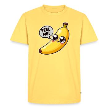 Banana Kawaii Peel Me - Men's Premium Organic T-Shirt - sky yellow - Front - AI Model Male 185 dark (185cm)