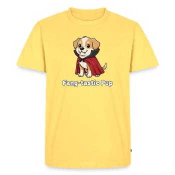 Cape pour chiot Fangtastic - T-shirt Premium bio Homme - jaune pastel - Devant - AI Model Male 185 dark (185cm)