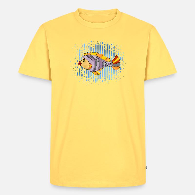 Fisch - Männer Premium Bio T-Shirt - Pastellgelb