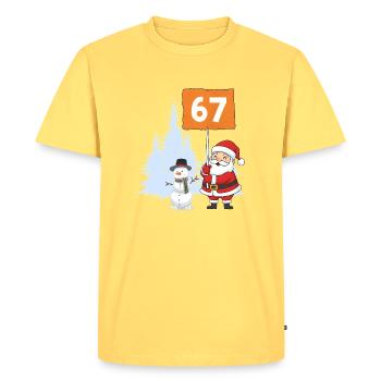 Santa67 Compte à rebours Signe de Noël - T-shirt Premium bio Homme - jaune pastel - Devant - AI Model Male 185 dark (185cm)