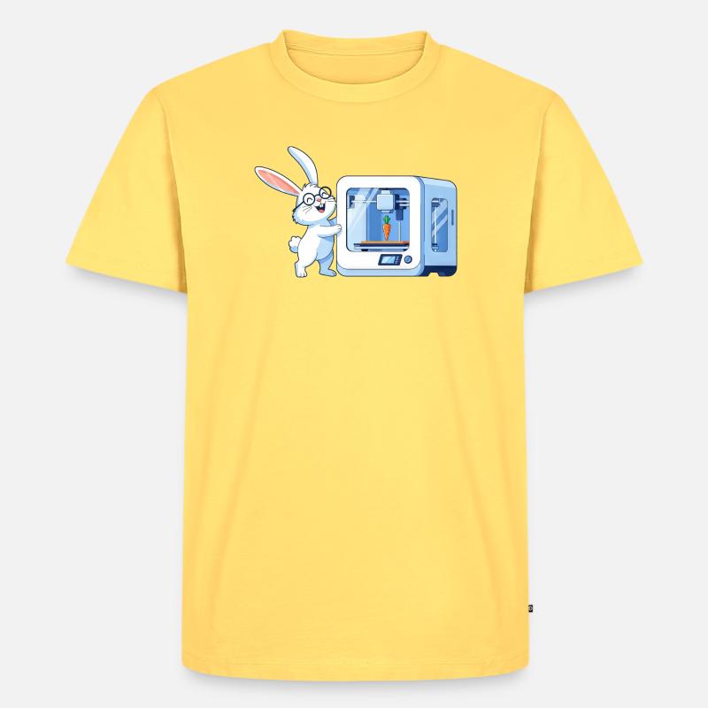 Funny Rabbit Nerd Programmer 3D Printer - Men's Premium Organic T-Shirt - sky yellow