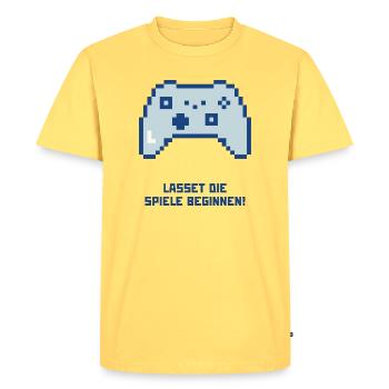 Let the games begin - Men's Premium Organic T-Shirt - sky yellow - Front - AI Model Male 185 dark (185cm)