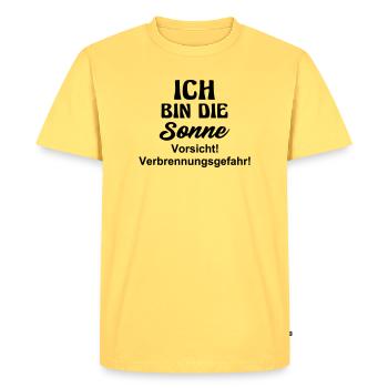 Costume de soleil Déguisement drôle Carnaval Drôle - T-shirt Premium bio Homme - jaune pastel - Devant - AI Model Male 185 dark (185cm)