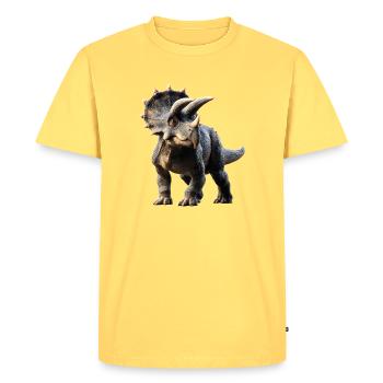 Triceratops Dinosaure Dinos Triceratops Dino - T-shirt Premium bio Homme - jaune pastel - Devant - AI Model Male 185 dark (185cm)