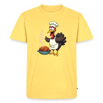 Cuisinier de dinde de Thanksgiving - T-shirt Premium bio Homme - jaune pastel - Devant - AI Model Male 185 dark (185cm)