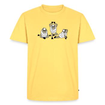 mouton trois fatigués épuisés yoga méditation 3 poses - T-shirt Premium bio Homme - jaune pastel - Devant - AI Model Male 185 dark (185cm)