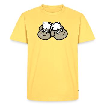 Couple de moutons Fatigué Triste Somnolent Ami épuisé - T-shirt Premium bio Homme - jaune pastel - Devant - AI Model Male 185 dark (185cm)