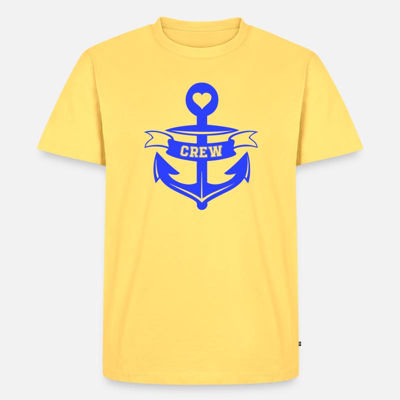 Herzanker Crew Emblem - Männer Premium Bio T-Shirt - Pastellgelb